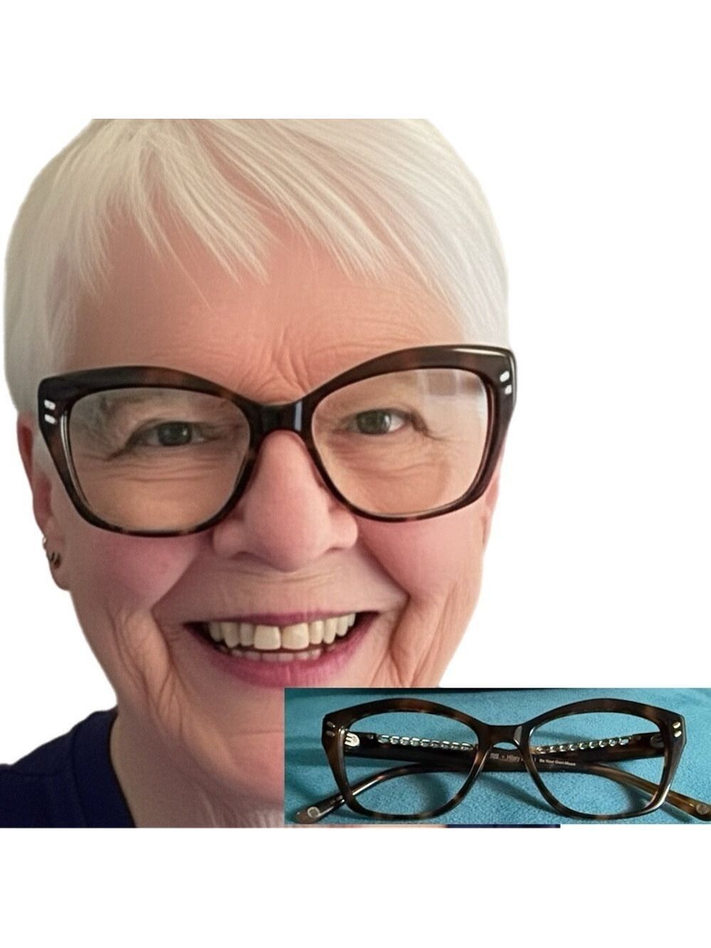MUSE x Hilary Duff Brown Tortoise Shell Cat Eye Eyeglasses Embellished Temple - Picture 4 of 17